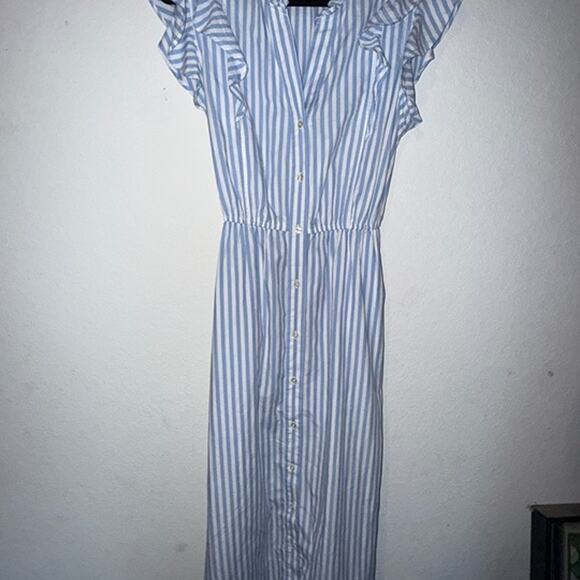 Free Assembly Women's Ruffle Cotton Midi Shirtdress Large - Picture 3 of 6